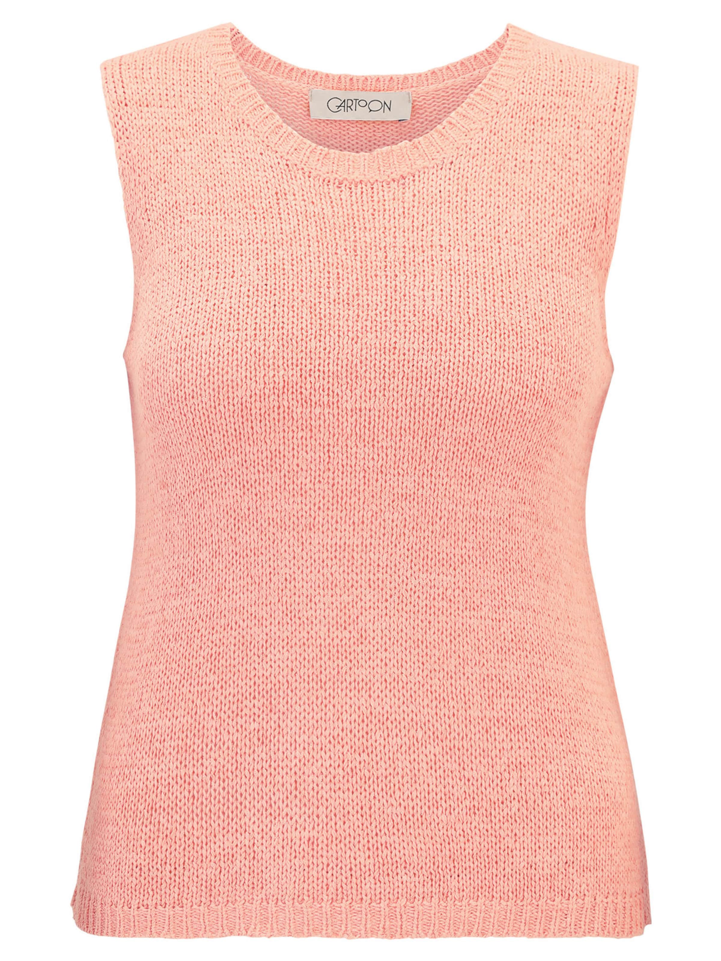 Cartoon Strick-Top mit Rundhalsausschnitt in Orange: Vorderseite