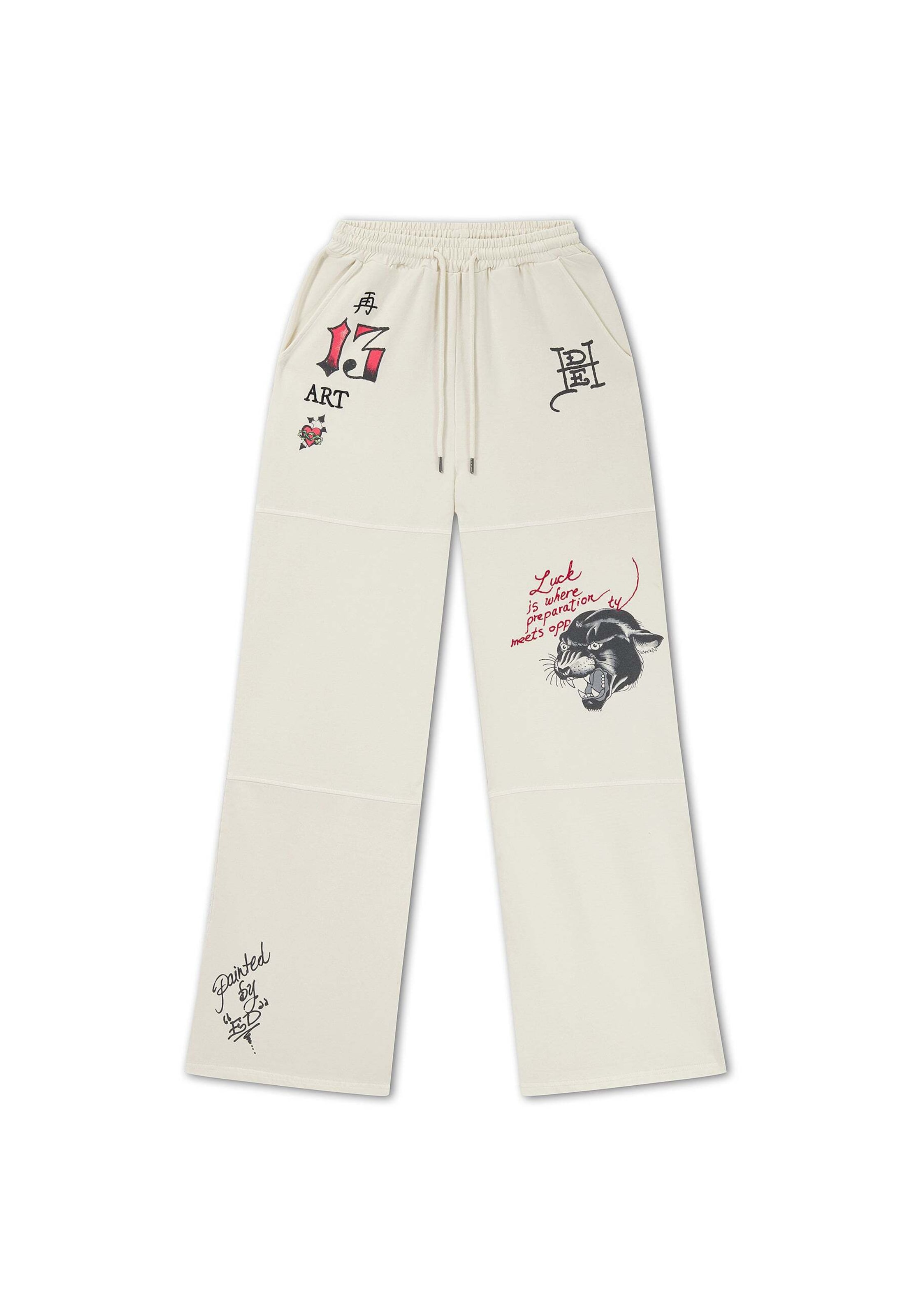 Wide leg Pantaloni di Ed Hardy in beige: frontale