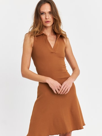 Cool & Sexy Klänning i brun: framsida