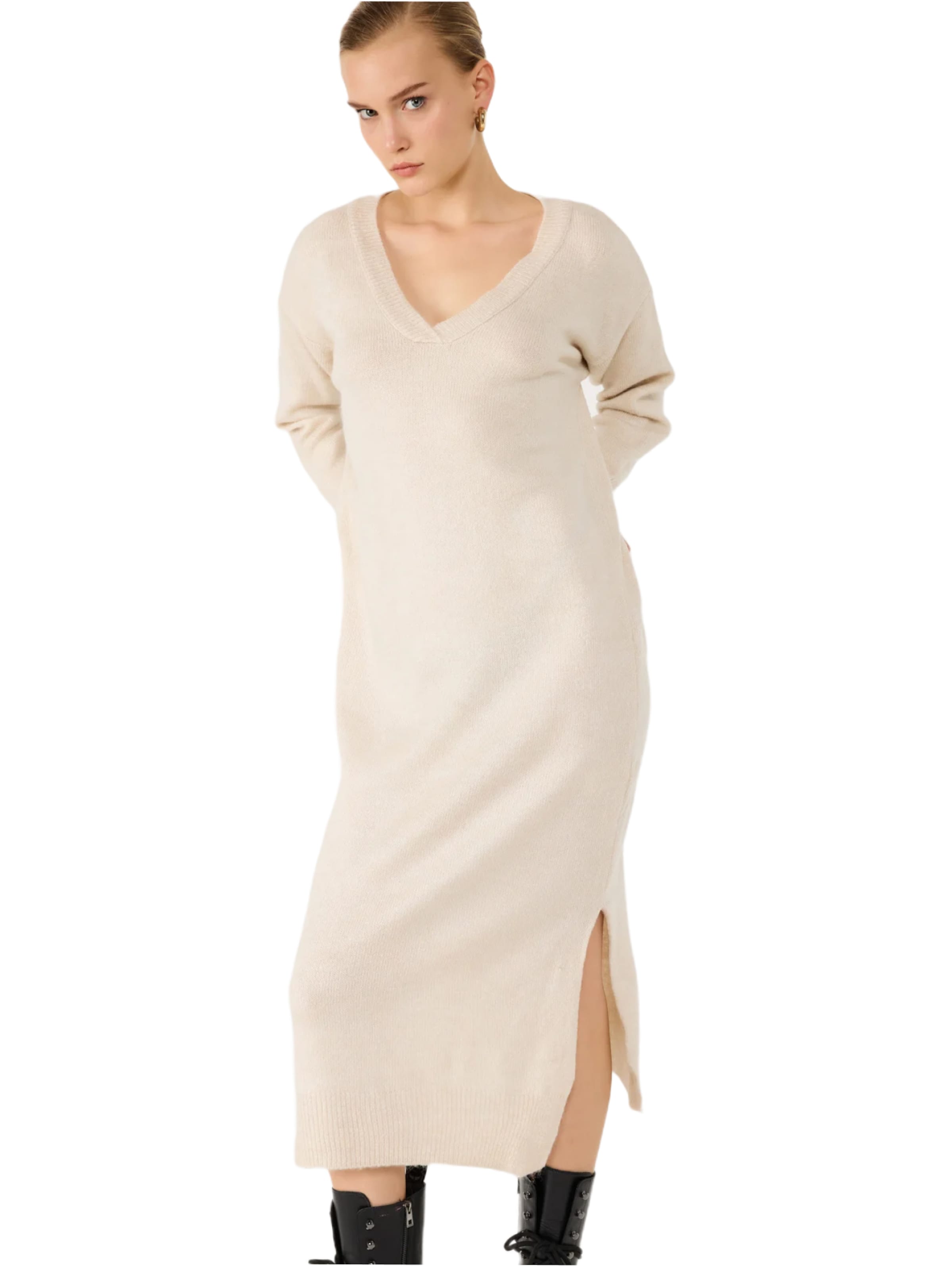 No Matter What Knit dress in Beige: front