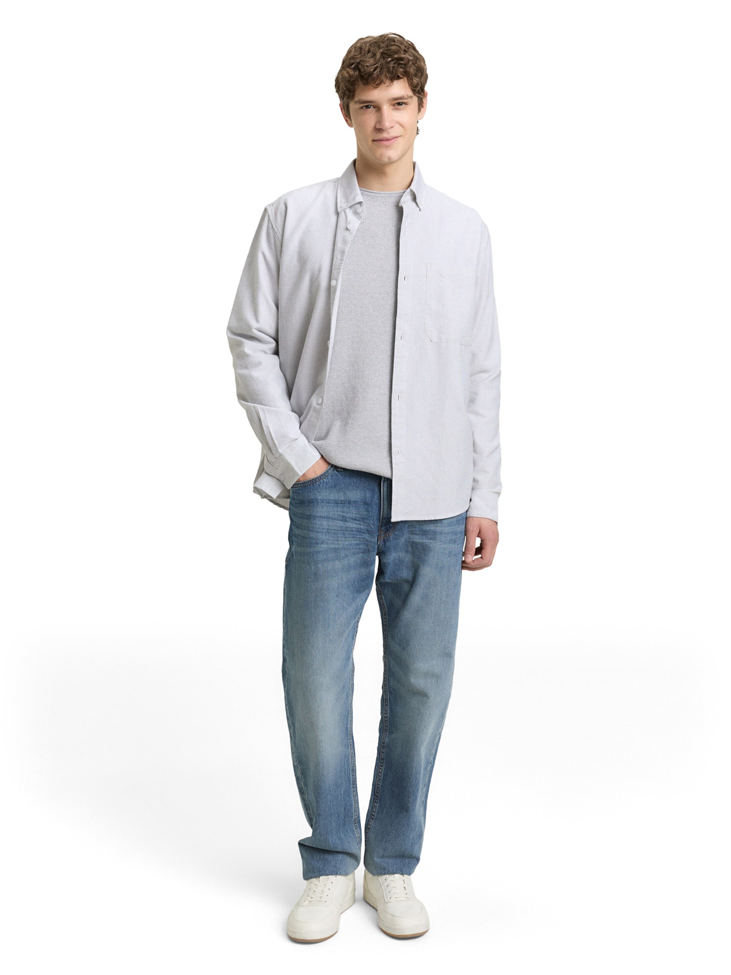 TOM TAILOR DENIM Comfort fit Overhemd in Grijs