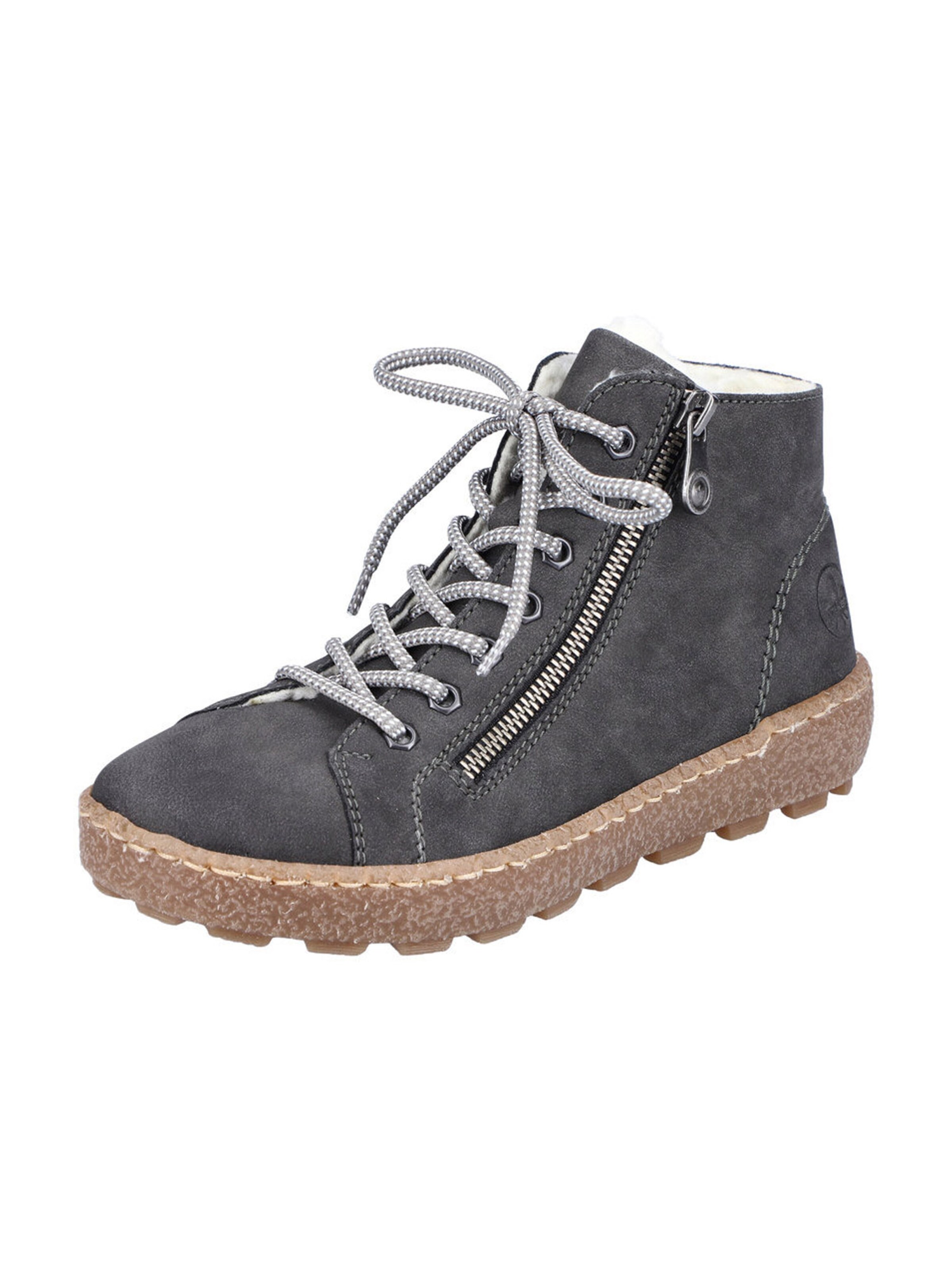 Rieker Lace-Up Ankle Boots in Grey: front