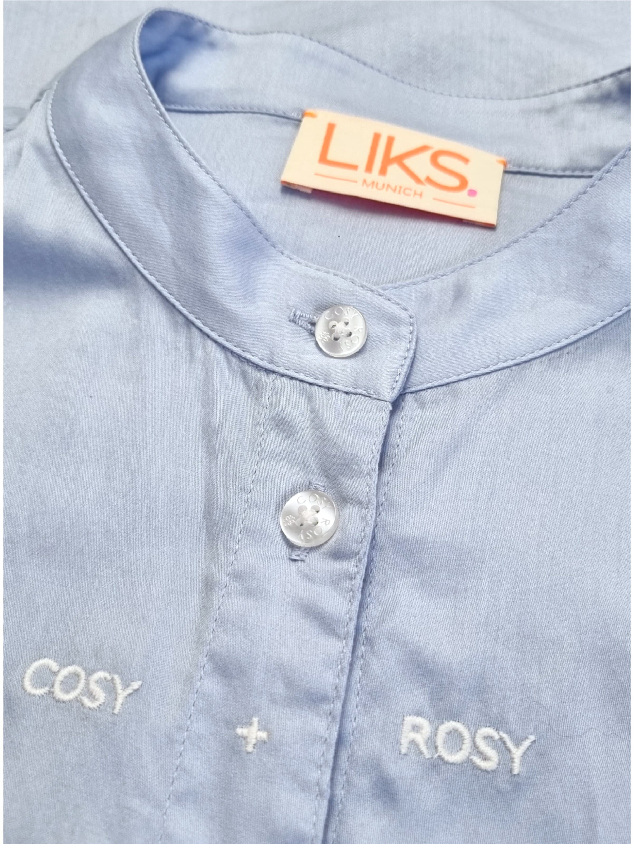LIKS. Munich Blouse 'Bluse Herzblumen Patch an Ärmel - GweniC' in Blue