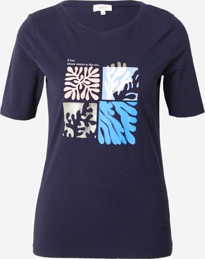 s.Oliver T-shirt en mastic / bleu foncé / rose / argent, Vue avec produit