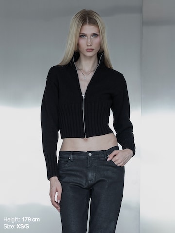 ENRAGE Knit Cardigan in Black: front