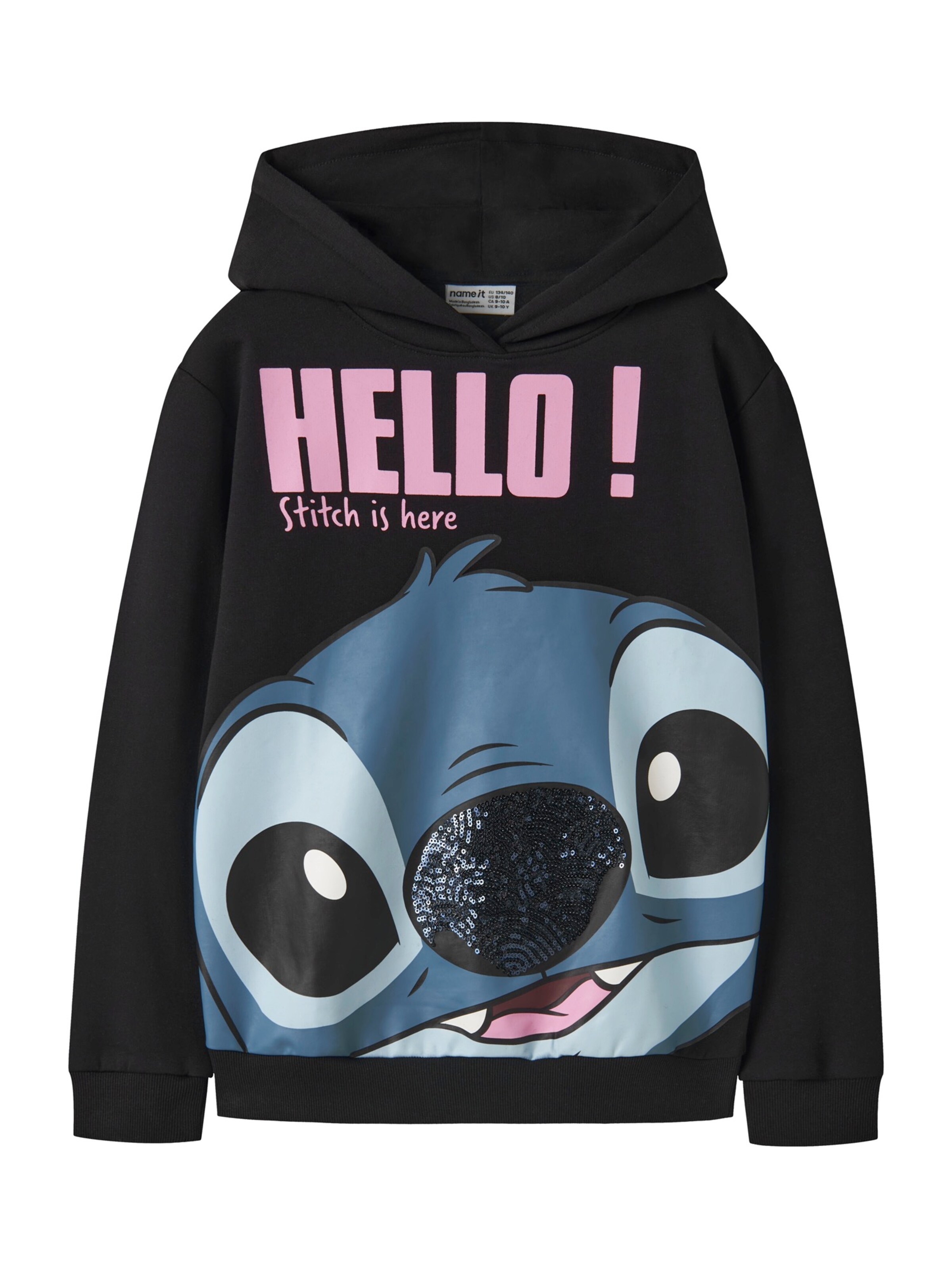 NAME IT Bluzka sportowa 'NKFOLBANA STITCH' w kolorze czarny: przód
