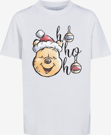 ABSOLUTE CULT Shirt 'Winnie The Pooh - Ho Ho Ho Baubles' in White: front
