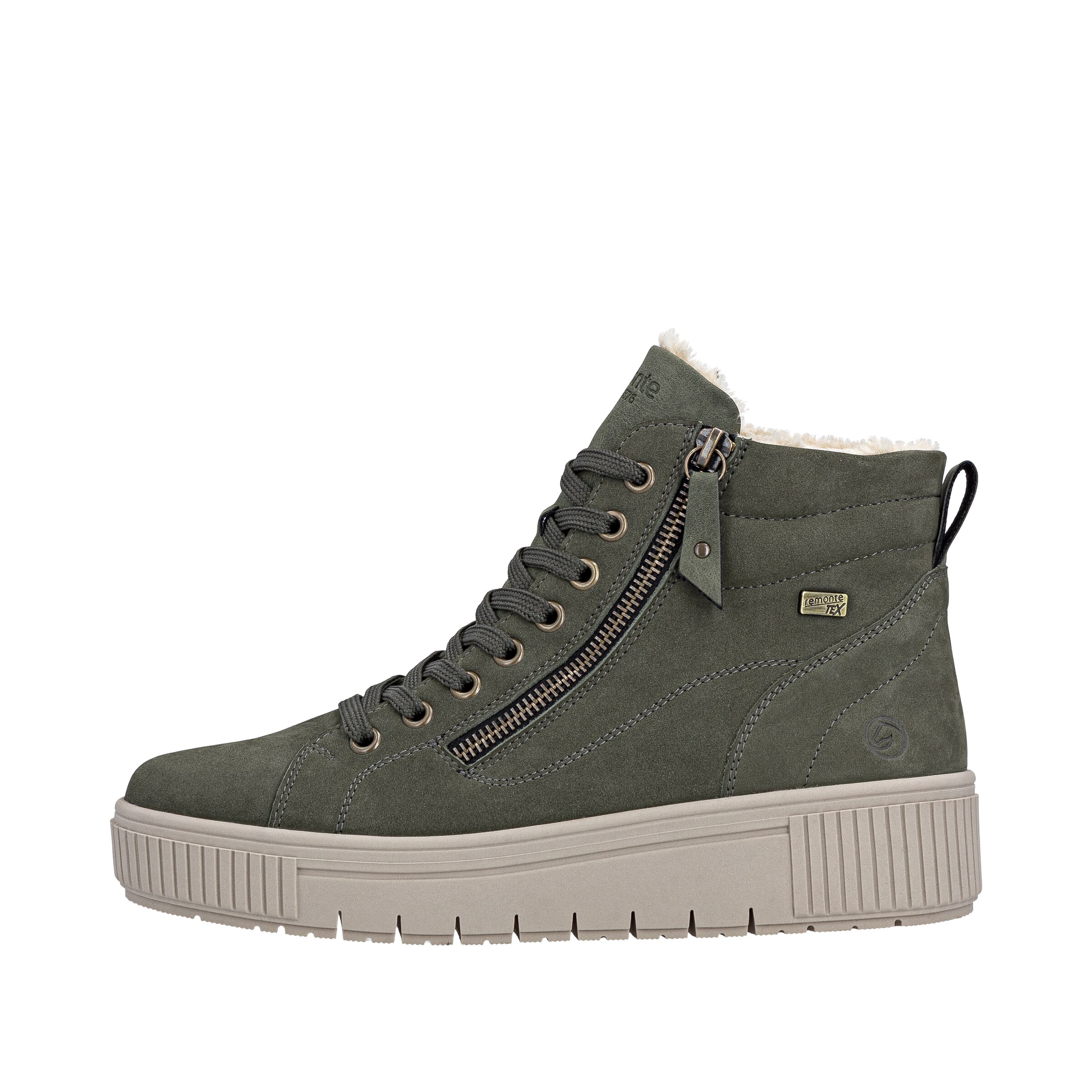 REMONTE Lace-Up Ankle Boots in Green