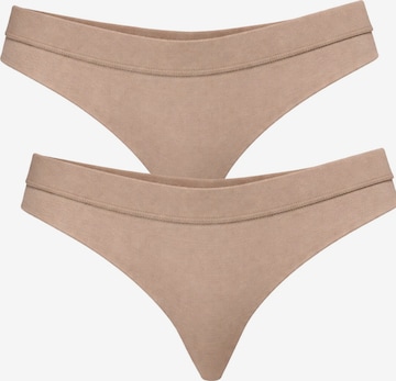 Albero Natur Thong '2er Pack Damen Bio Baumwoll String High Waist' in Brown: front