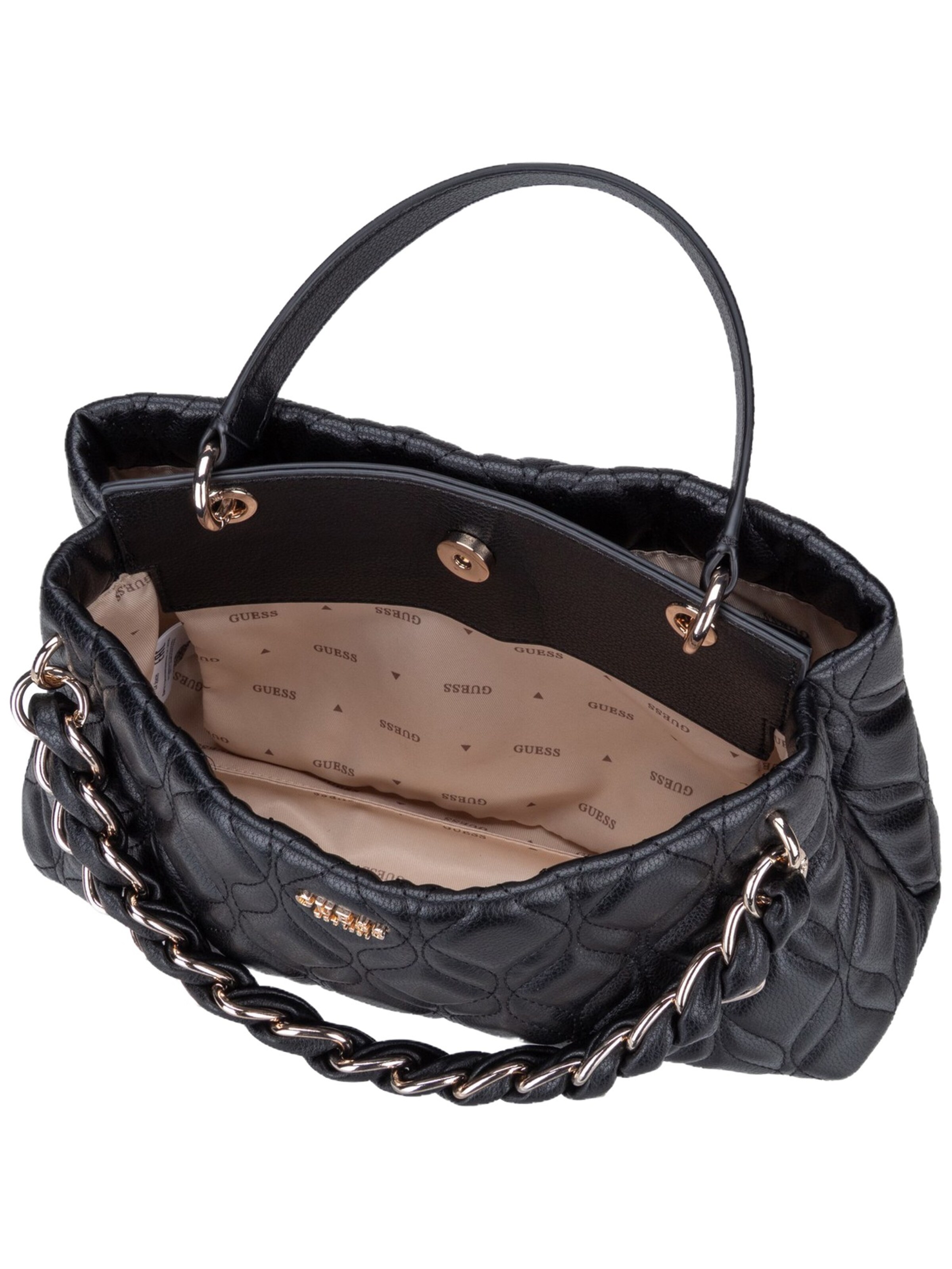 GUESS Handtasche ' Maxine 2 Comp ' in Schwarz