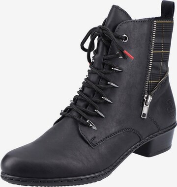 Rieker Lace-Up Ankle Boots in Black: front