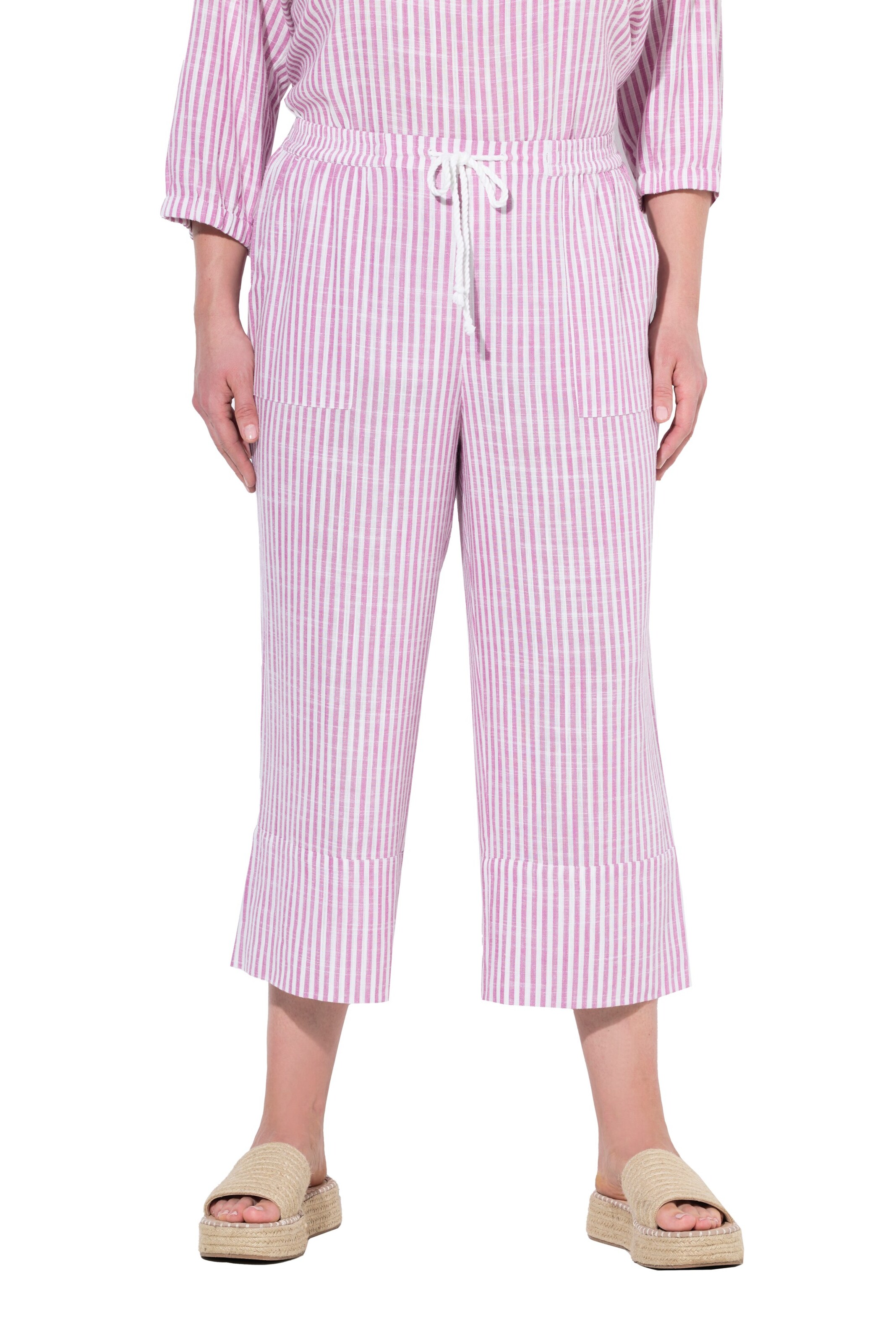 Ulla Popken Wide leg Broek in Roze: voorkant