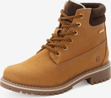 Tamaris - Botines con cordones en marrón: frente