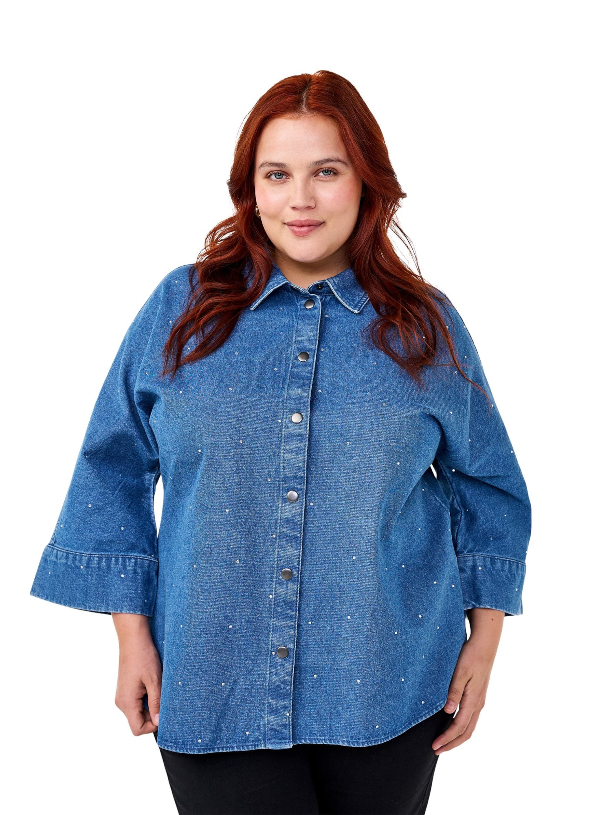 Zizzi Blouse 'ELOVA' in Blue: front