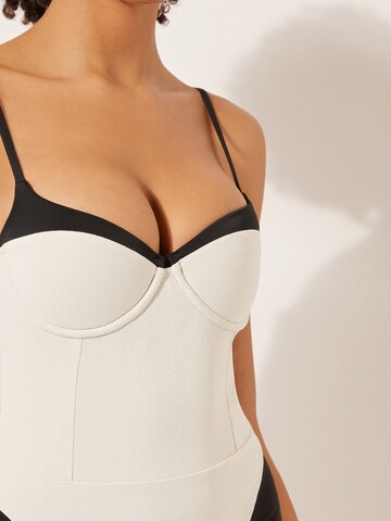CALZEDONIA Bustier Badeanzug 'Double Bikin' in Grau