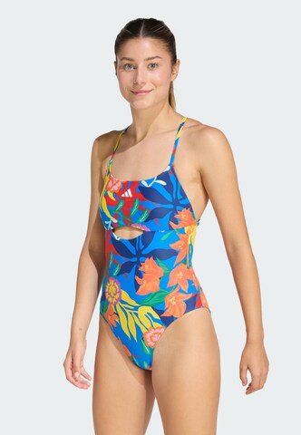 Maillot de bain sport ' MEXICANA FLORALS' ADIDAS SPORTSWEAR en bleu : devant