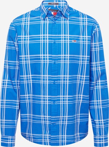 Tommy Jeans Button Up Shirt in Blue: front