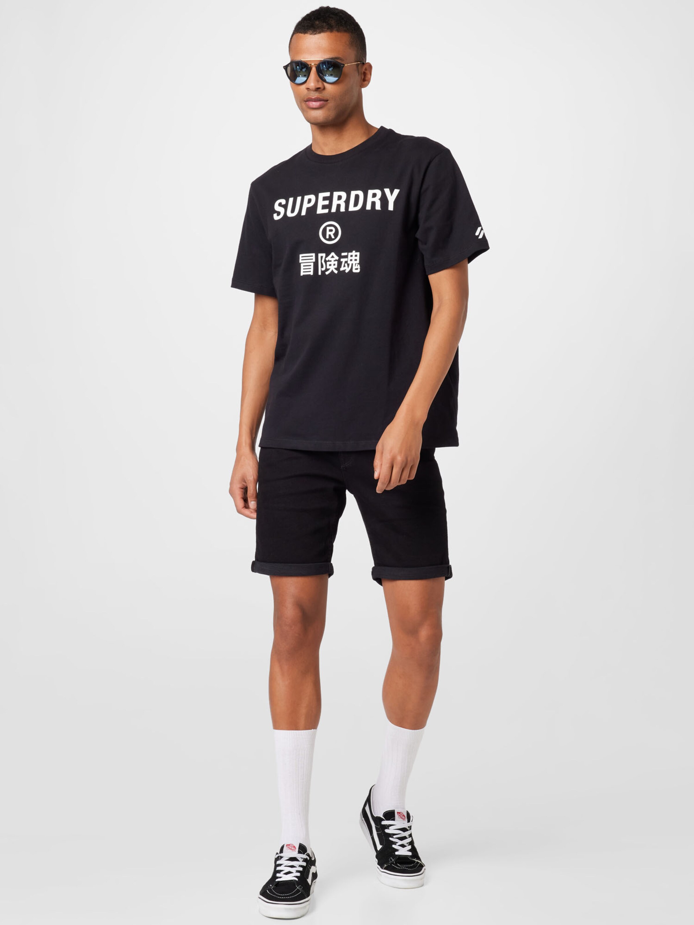 Männer Große Größen Superdry T-Shirt in Schwarz - HR86777