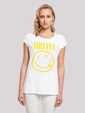 F4NT4STIC Shirt 'Nirvana Rock Band Yellow Happy Face' in Weiß: predná strana