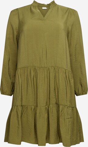 KAFFE CURVE Košilové šaty 'Edmina' – zelená: přední strana