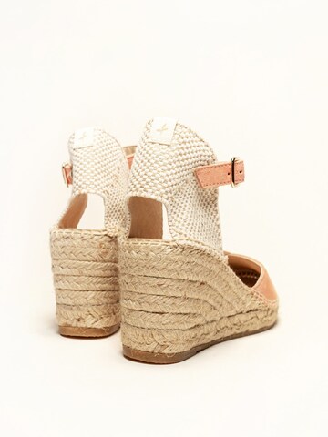 Alhamas - Sandalias con hebilla 'Alpargata Cuña 7 cm' en naranja