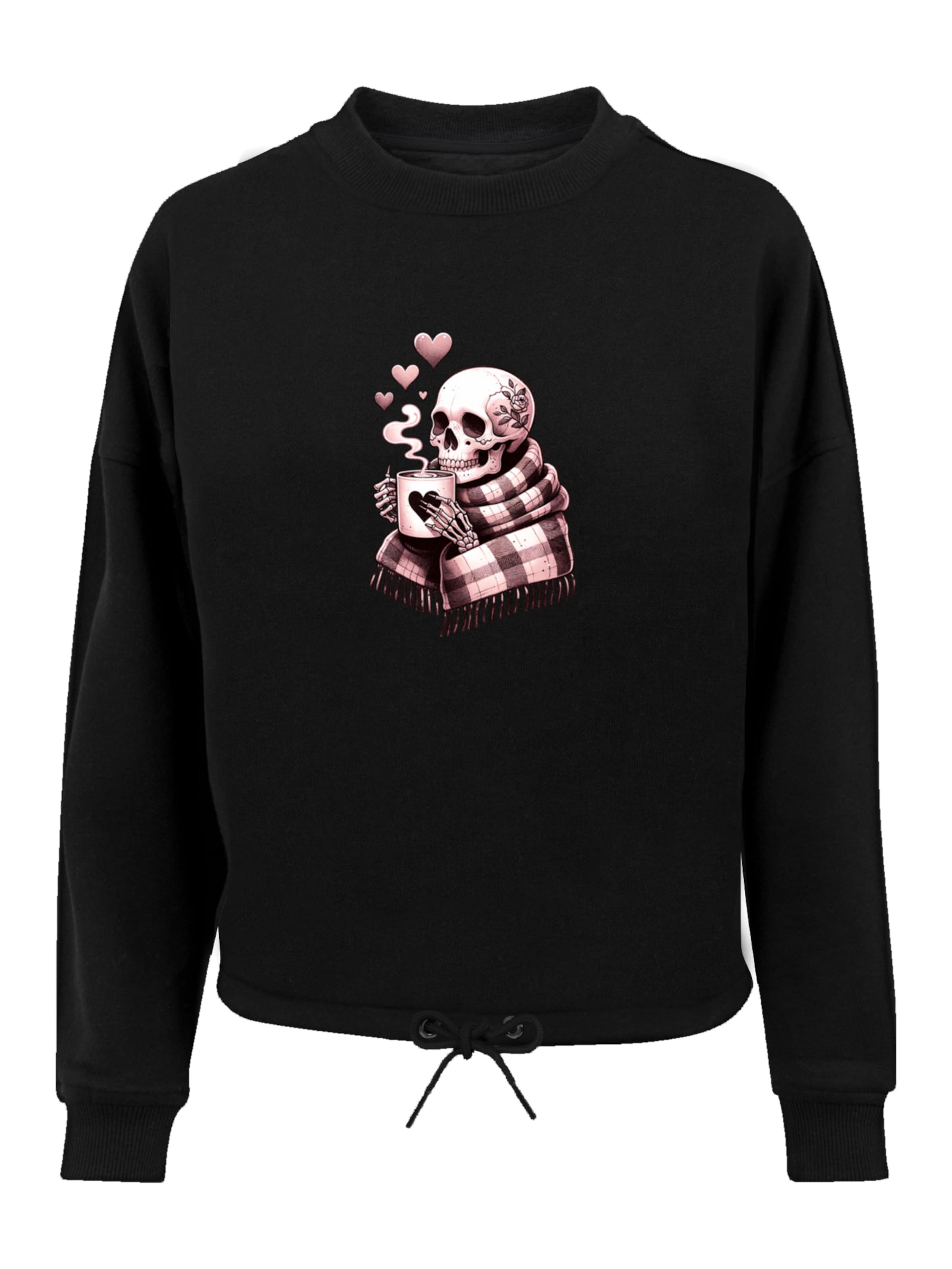 F4NT4STIC Sweatshirt 'Cozy Winter Skelett' in Black: front