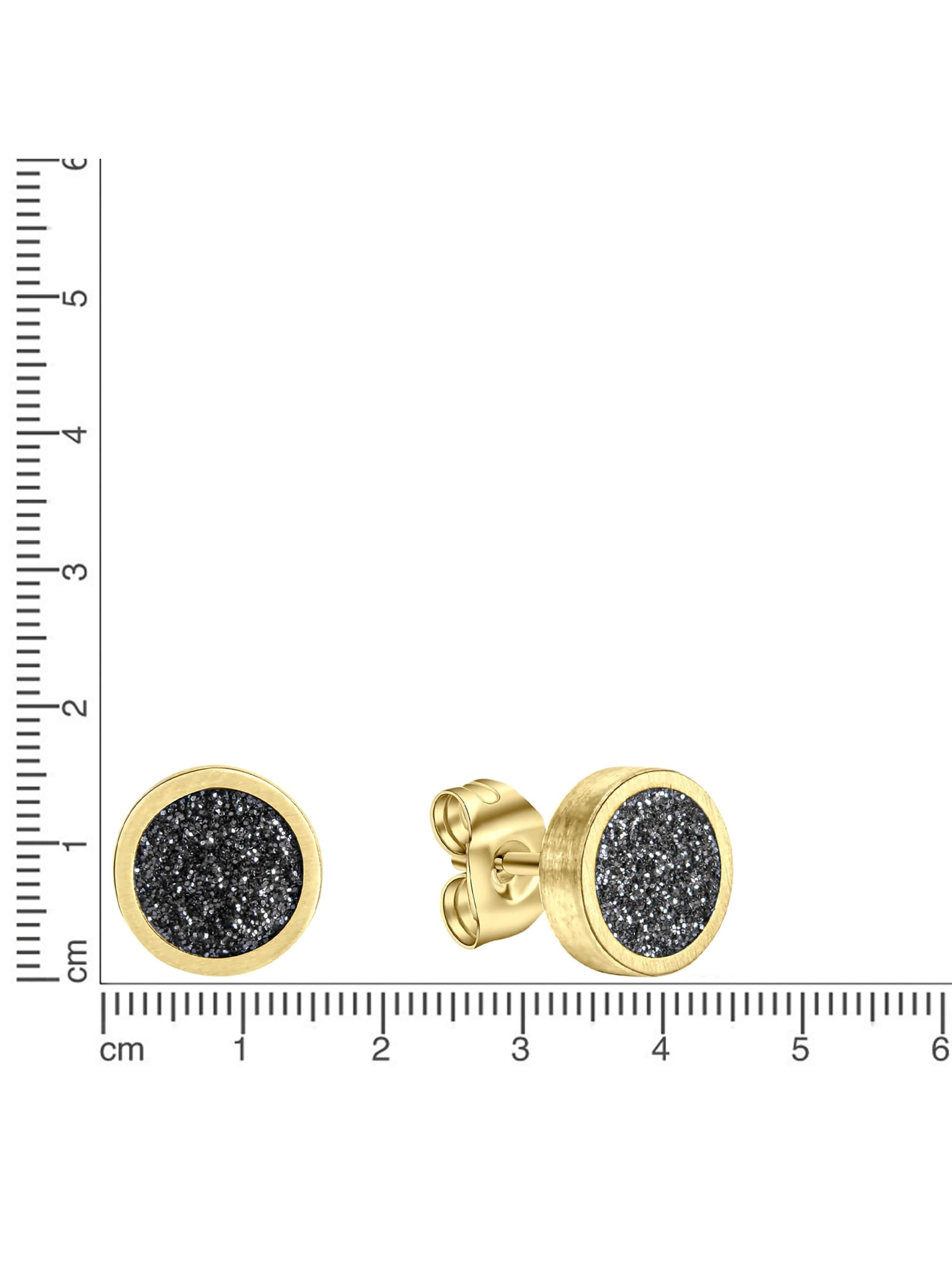 Zeeme Boucles d'oreilles en or / noir, Vue avec produit