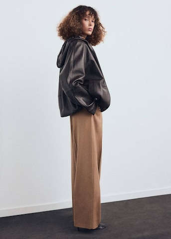 MANGO Wide leg Pleat-Front Pants in Brown