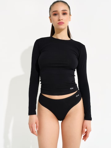 Evoni T-shirt Underwear sets 'Brazilian Slip mit Langarmshirt' in Black