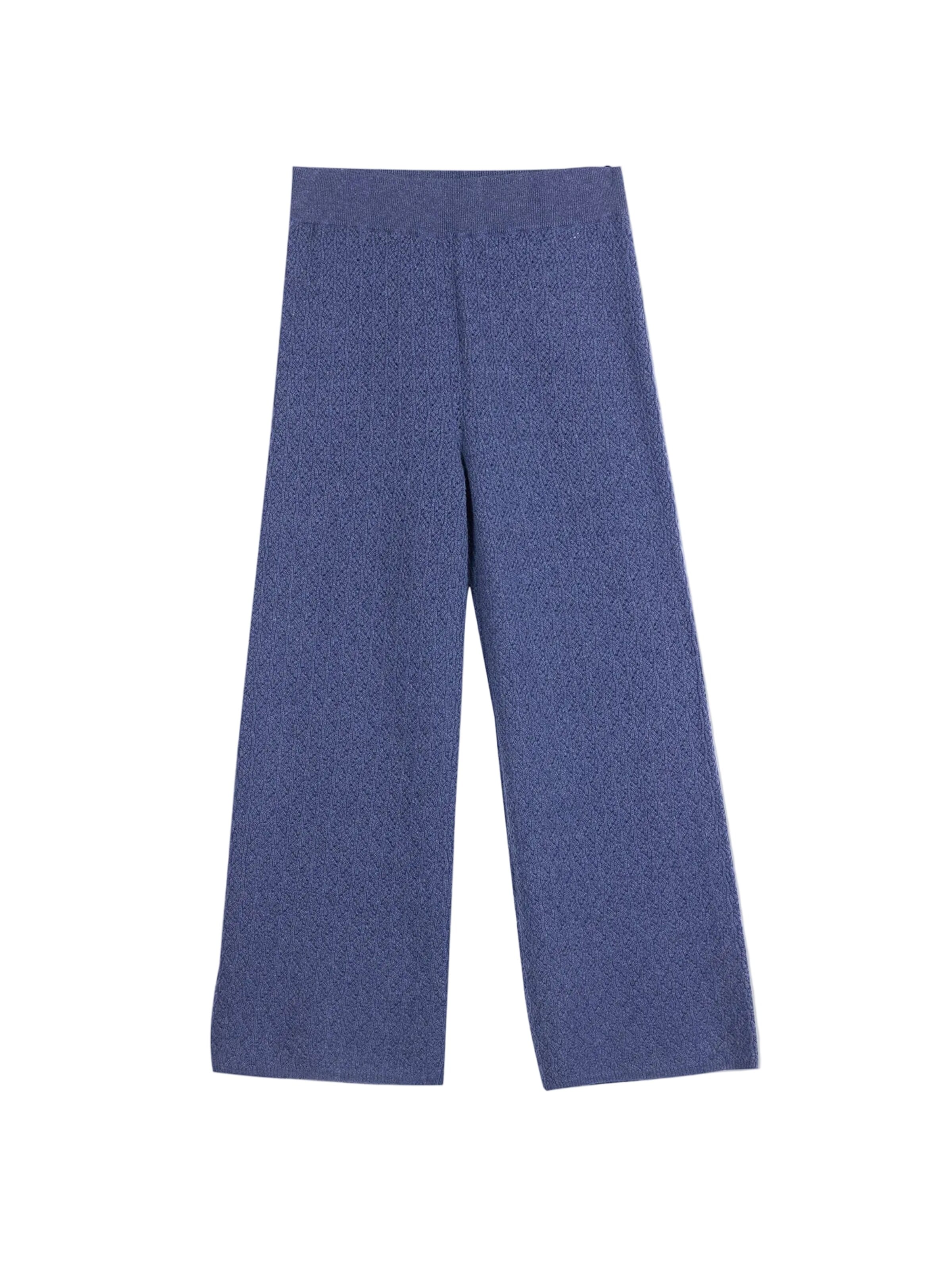 GOBI Cashmere regular Bukser 'Women's Wide-Leg Ajour Knit Cashmere Pants' i blå: forside