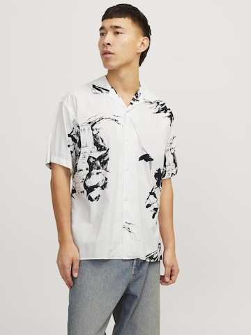 JACK & JONES Comfort fit Button Up Shirt 'Palma Resort' in White: front