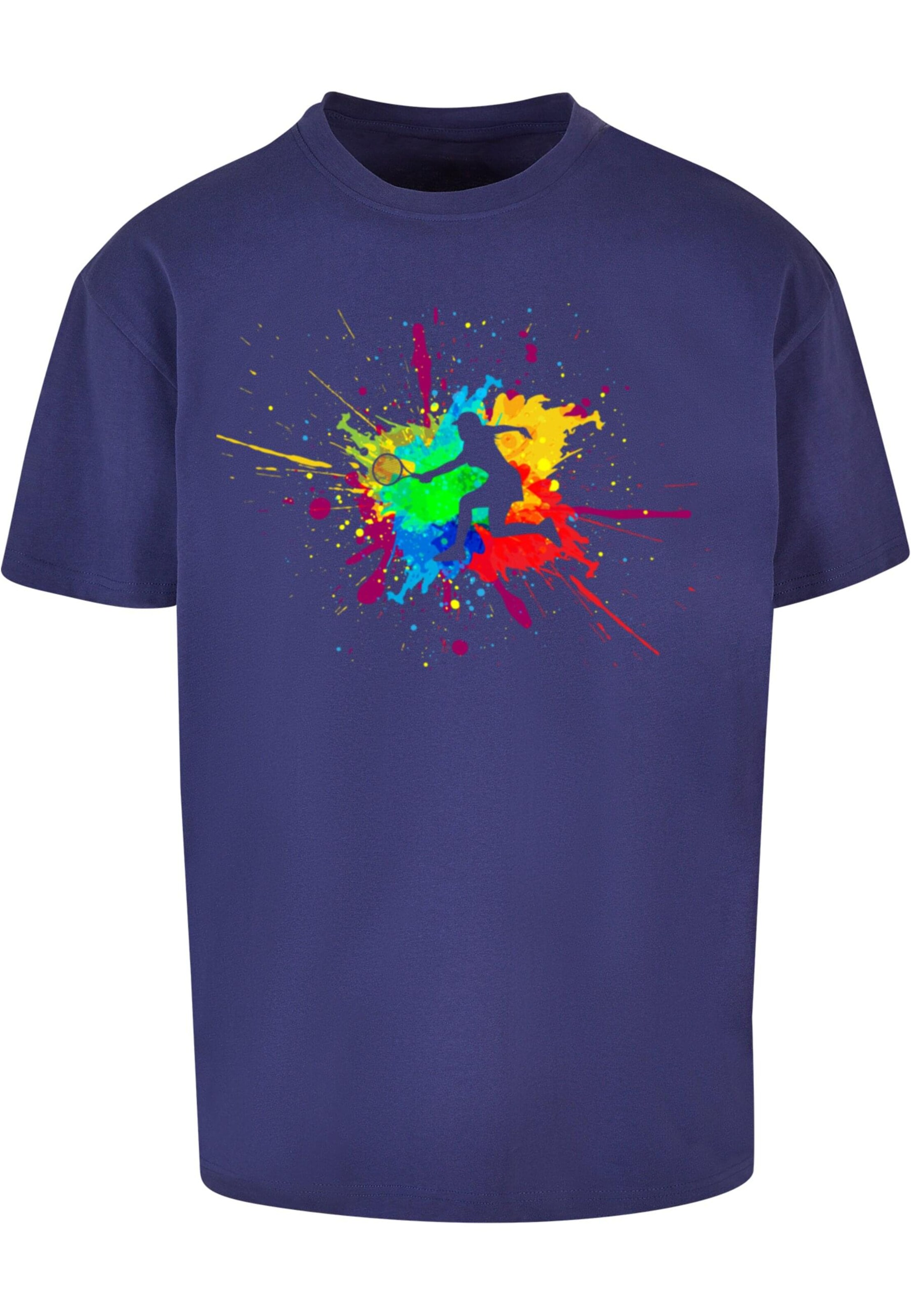 Merchcode T-Shirt 'Color Splash Player' in Blau: Vorderseite