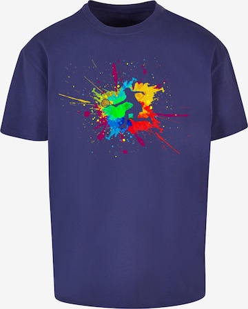 Merchcode T-Shirt 'Color Splash Player' in Blau: Vorderseite
