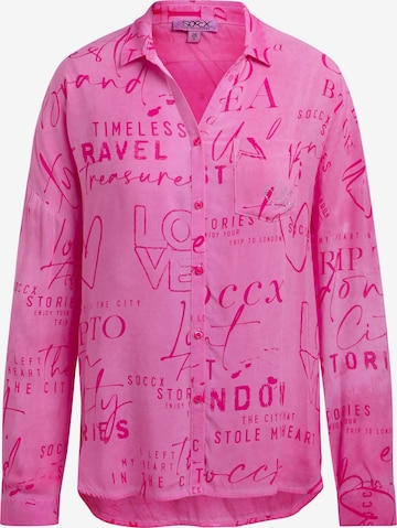 Soccx Fließende Langarmbluse mit All Over Print in Pink: Vorderseite
