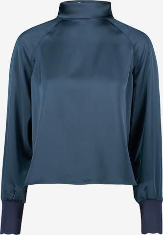 zero Satinbluse mit Stehkragen in Blau: Vorderseite