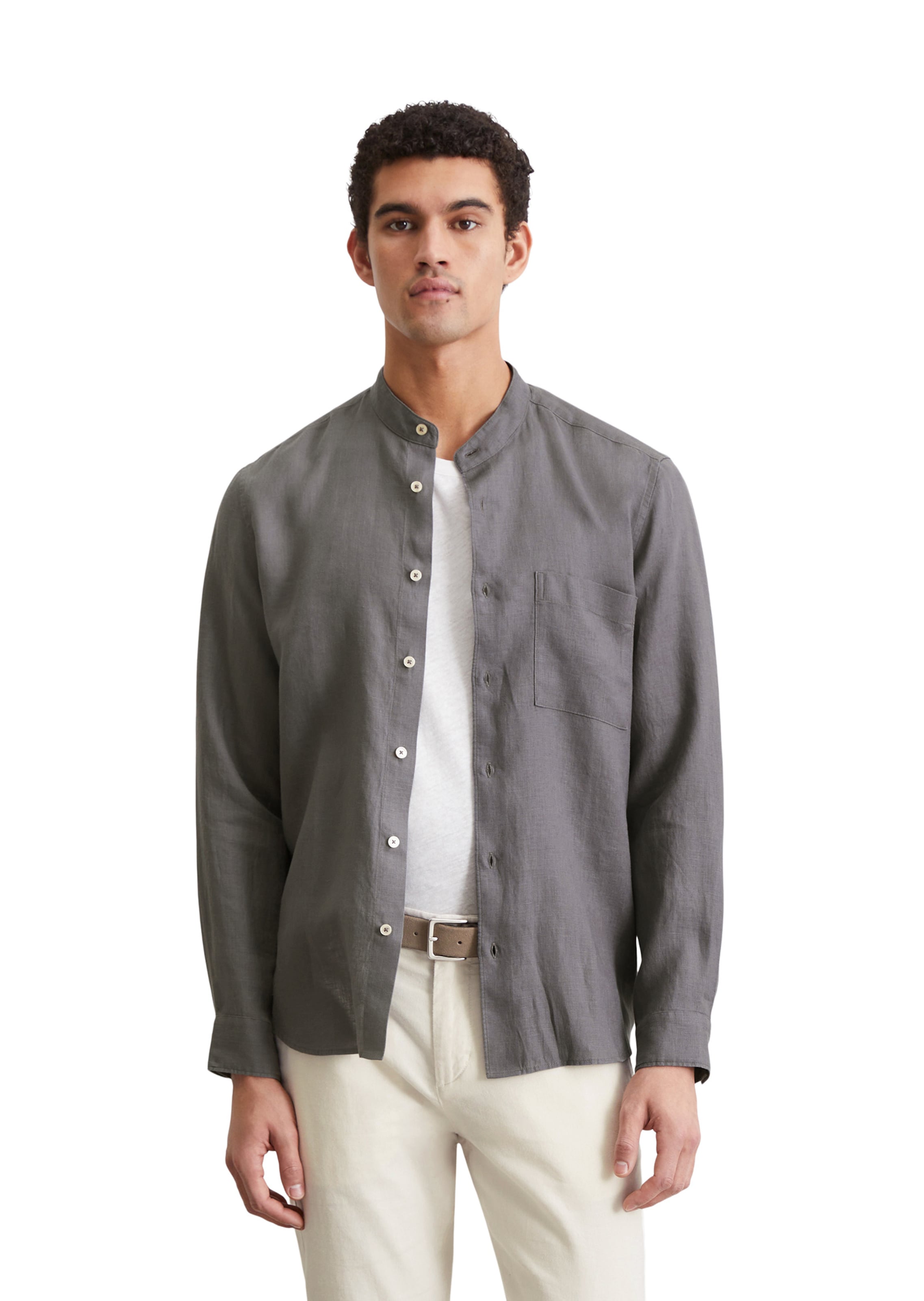 Marc O'Polo Regular fit Button Up Shirt in Grey: front