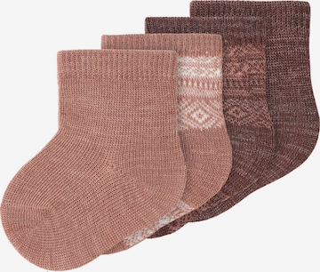 NAME IT Socks 'WAK' in Brown: front