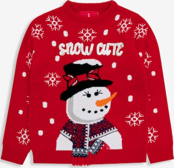 Threadgirls Trui 'Snowman' in Rood: voorkant