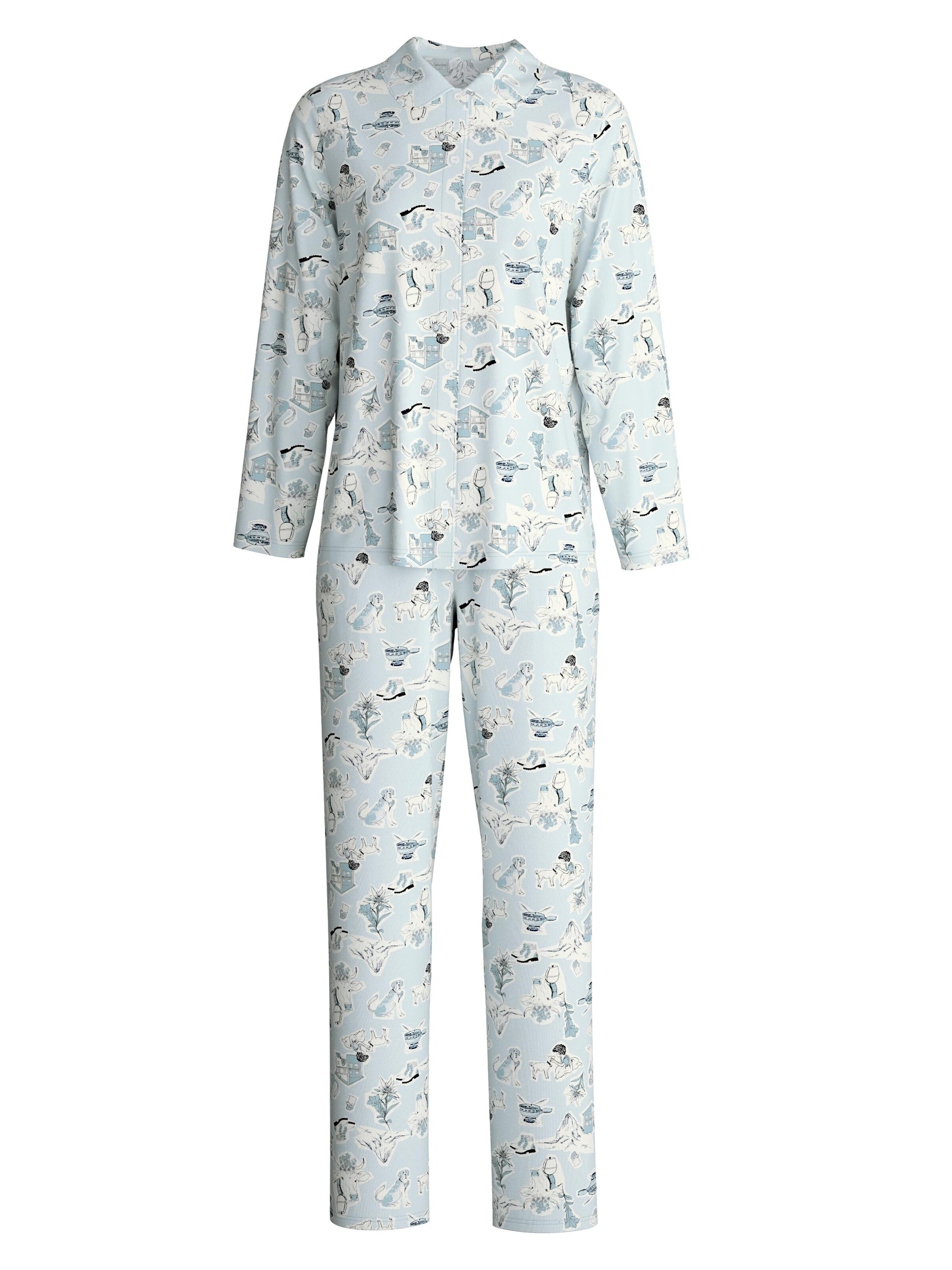 CALIDA Pyjama 'Swiss Resort'‌‌‌‌‌‌‌ in Blau: Vorderseite