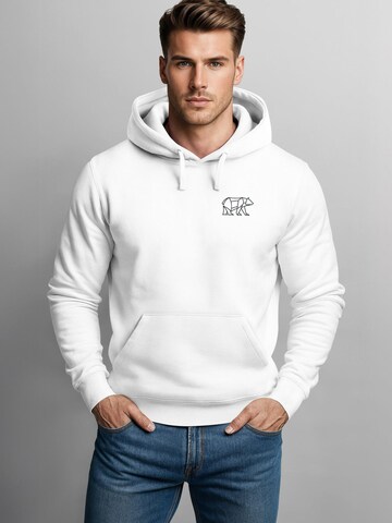 Neverless Sweatshirt 'Bär Lineart Polygon' in White