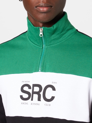 Only & Sons Sweatshirt 'RUNNING' in Green