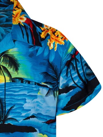King Kameha Regular fit Button Up Shirt 'Surf' in Blue