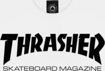 THRASHER Paita 'SKATE MAG' värissä valkoinen: etupuoli