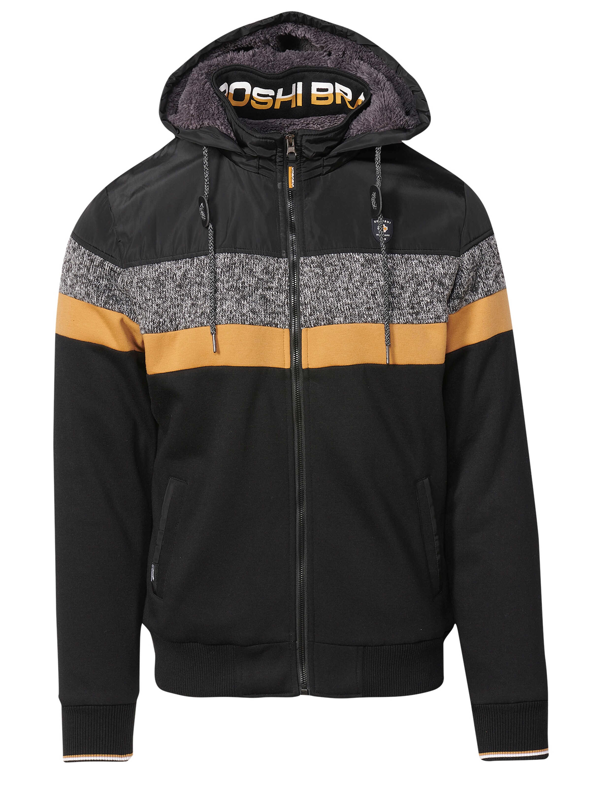 KOROSHI - Sudadera con cremallera en negro: frente