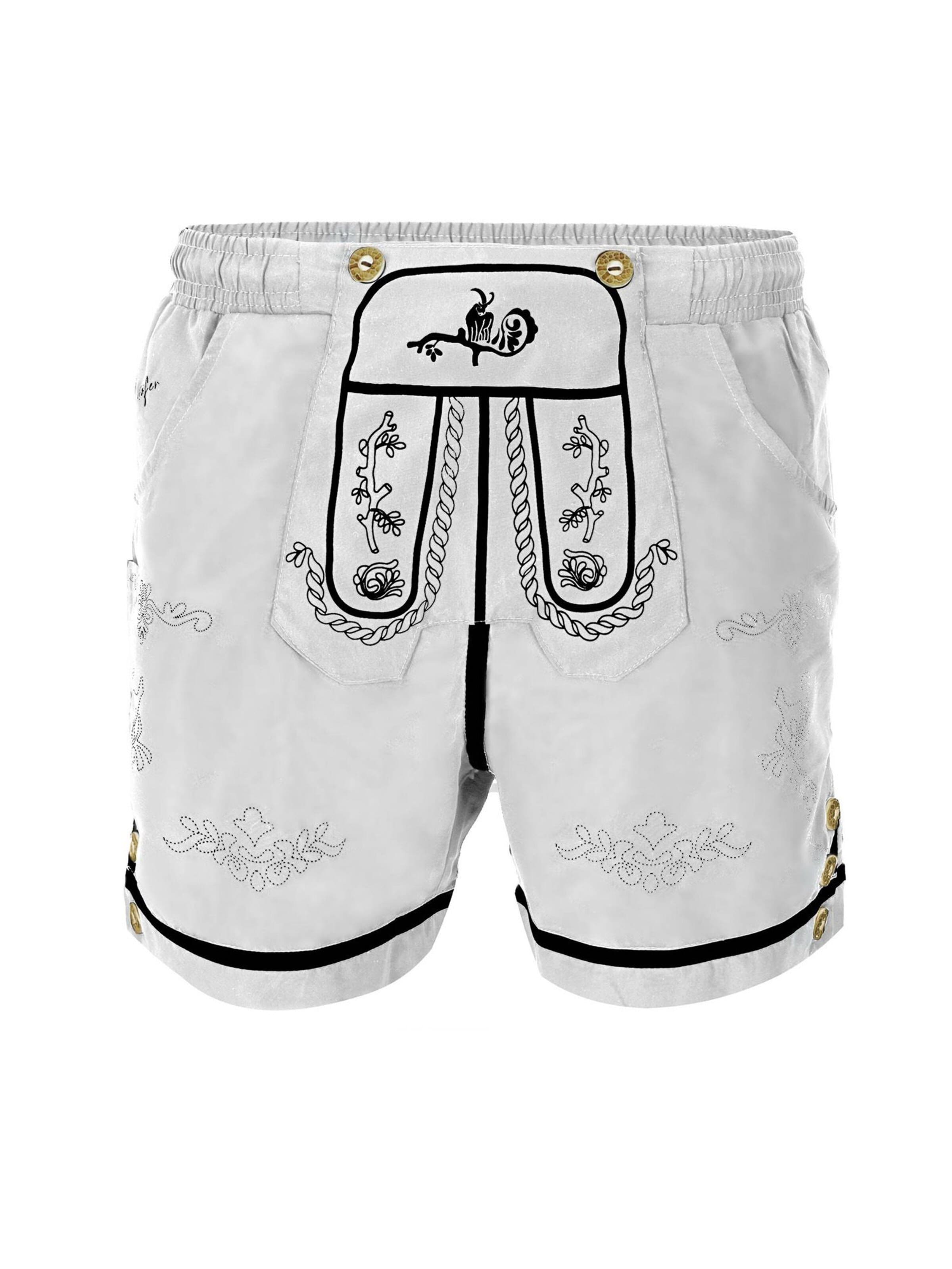 Steigenhöfer Badeshorts 'Steigenhöfer Xaver Badehose im Trachtenlook'‌‌‌‌‌‌ in Weiß: Vorderseite