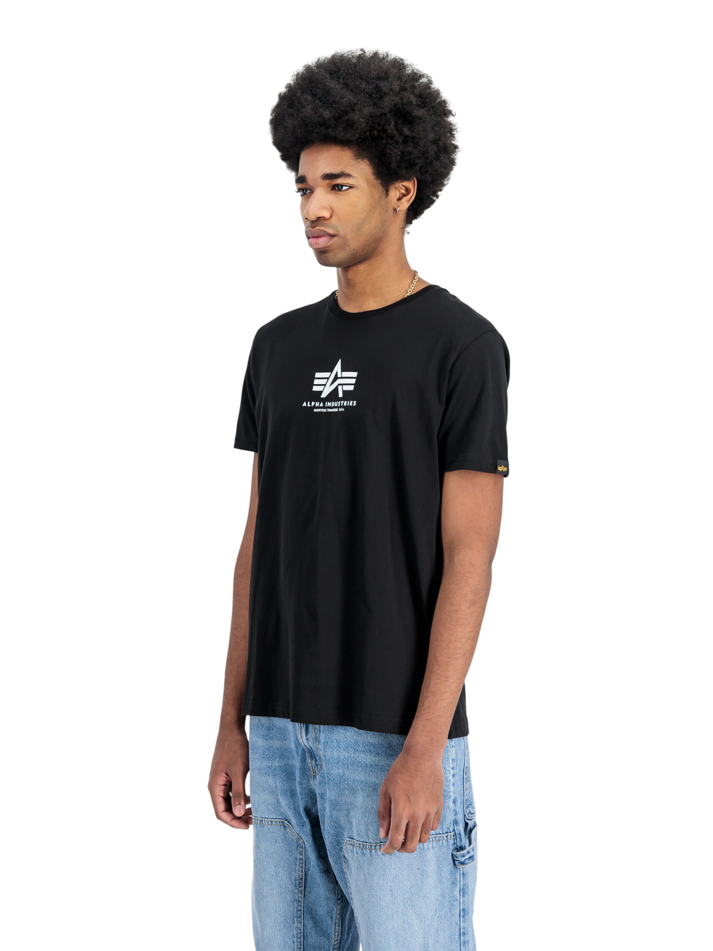 ALPHA INDUSTRIES Shirt 'Basic Mid Logo'‌‌‌‌‌‌‌ in Schwarz