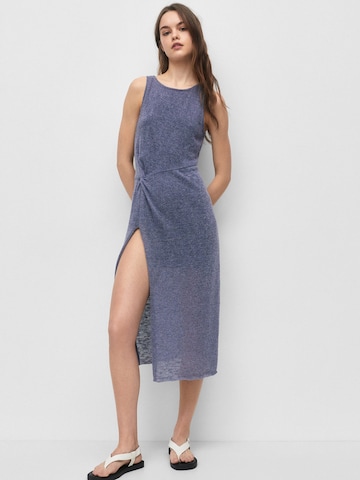 Pull&Bear Gebreide jurk in Blauw: voorkant