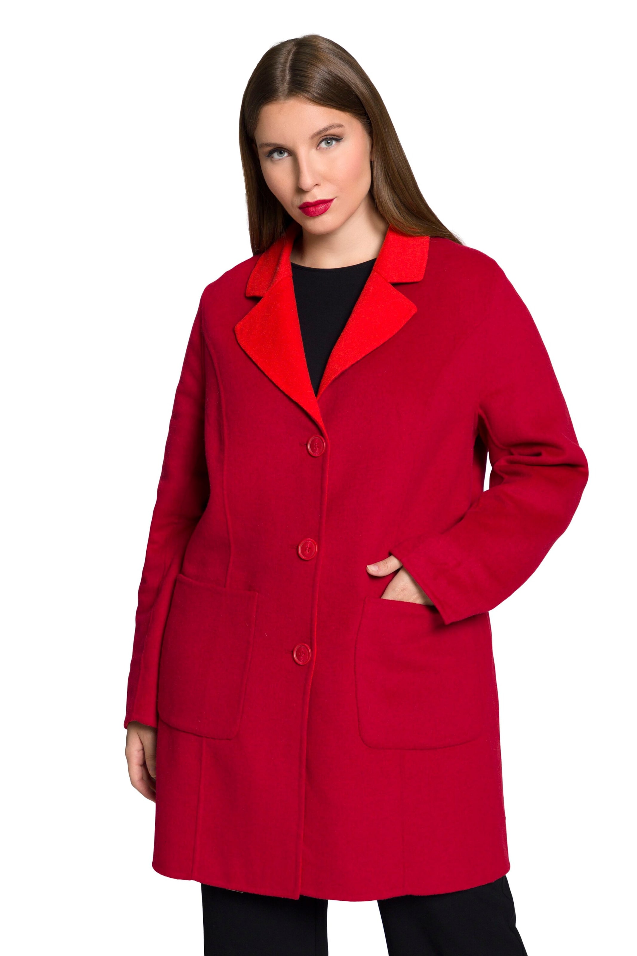 Manteau mi-saison Ulla Popken en rouge : devant