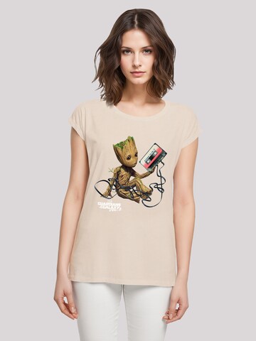 F4NT4STIC Shirt 'Marvel Guardians Of The Galaxy Vol2 Groot Tape' in Beige: front