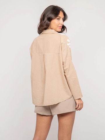 Dona Lisa - Blusa 'Blouse manches longues broderie OPEYA' en beige